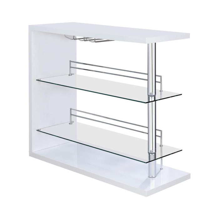 Prescott Rectangular 2-shelf Bar Unit Glossy White - Just Furniture (PA) - Multi Location
