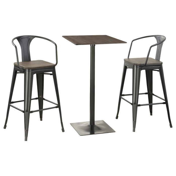 Cavalier 3-piece Square Bar Table Set Dark Elm and Black - Just Furniture (PA) - Multi Location
