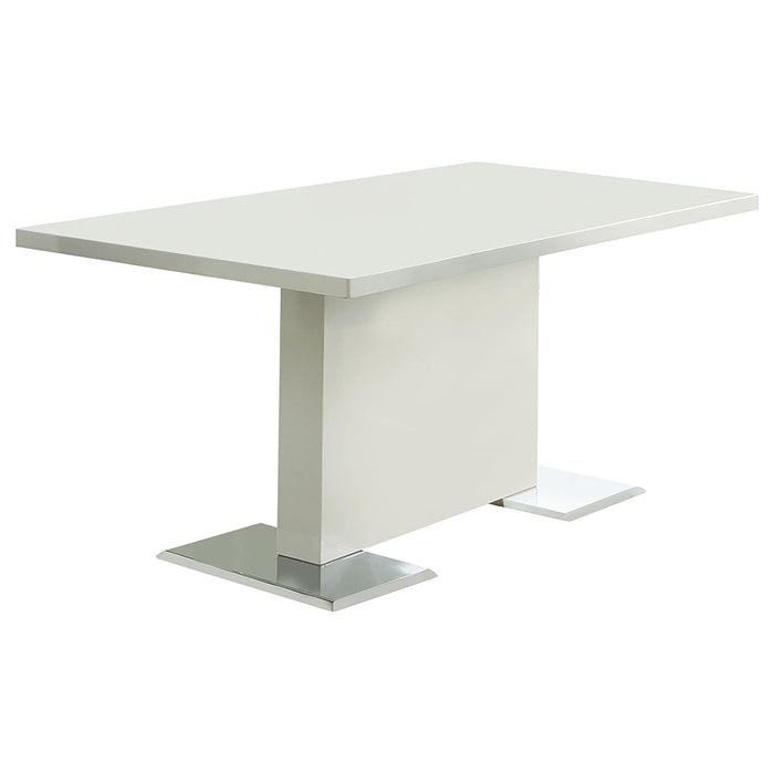 Anges T-shaped Pedestal Dining Table Glossy White - Just Furniture (PA) - Multi Location