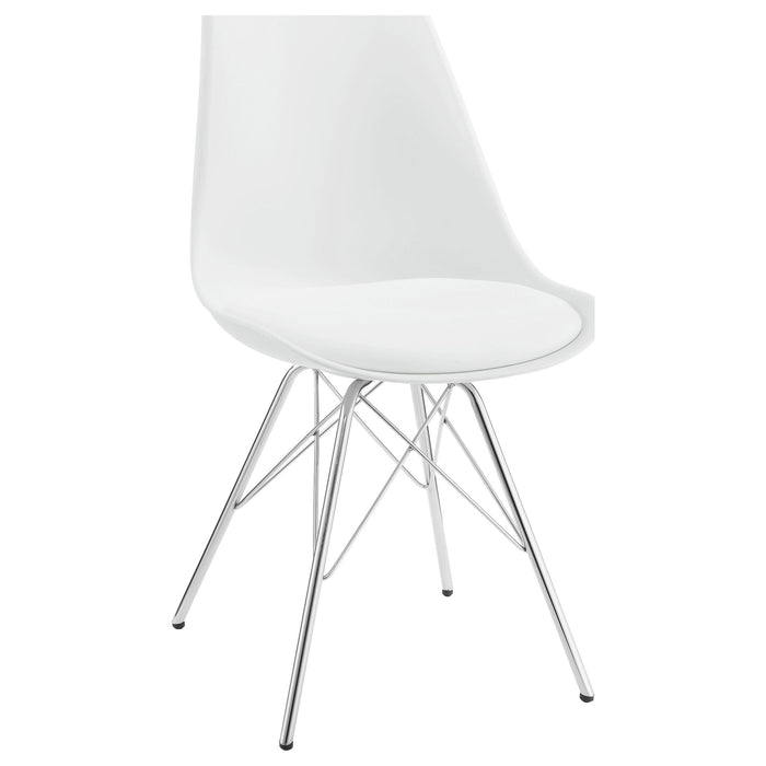 Juniper Armless Dining Chairs White and Chrome (Set of 2) - Just Furniture (PA) - Multi Location