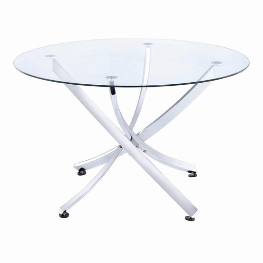 Beckham Round Dining Table Chrome and Clear - Just Furniture (PA) - Multi Location
