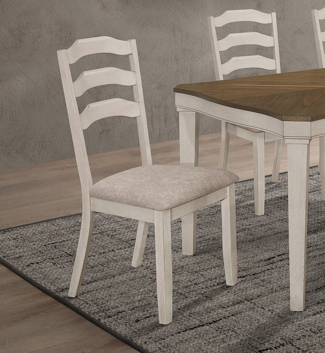 Ronnie Ladder Back Padded Seat Dining Side Chair Khaki and Rustic Cream (Set of 2) - Just Furniture (PA) - Multi Location