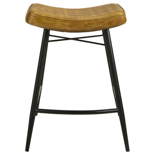 Bayu Leather Upholstered Saddle Seat Backless Counter Height Stool (Set of 2) - Just Furniture (PA) - Multi Location