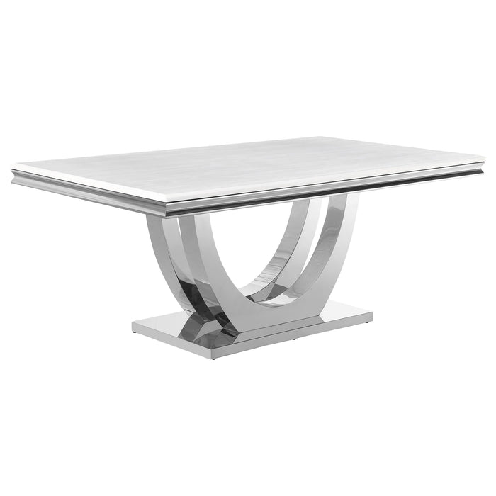 Kerwin Rectangle Faux Marble Top Dining Table White and Chrome - Just Furniture (PA) - Multi Location