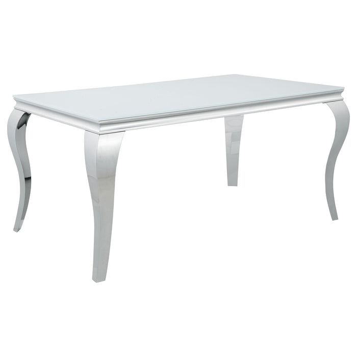 Carone Rectangular Glass Top Dining Table White and Chrome - Just Furniture (PA) - Multi Location