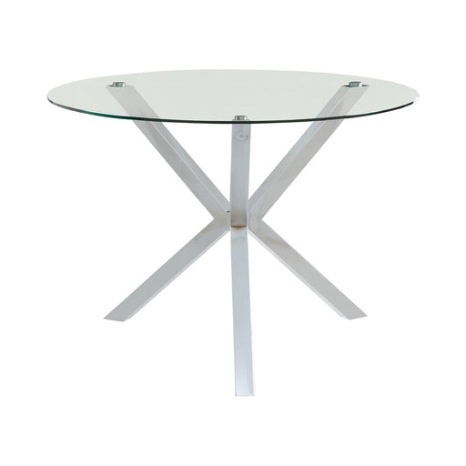 Vance Glass Top Dining Table with X-cross Base Chrome - Just Furniture (PA) - Multi Location