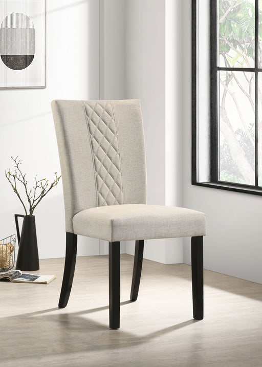 Malia Upholstered Solid Back Dining Side Chair Beige and Black (Set of 2) - Just Furniture (PA) - Multi Location