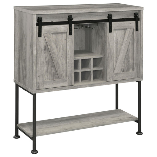 Claremont Sliding Door Bar Cabinet with Lower Shelf Grey Driftwood - Just Furniture (PA) - Multi Location