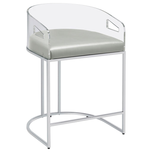 Thermosolis Acrylic Back Counter Height Stools Grey and Chrome (Set of 2) - Just Furniture (PA) - Multi Location