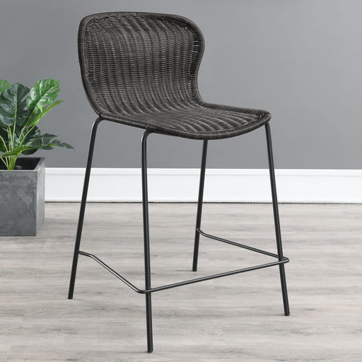 Mckinley Upholstered Counter Height Stools with Footrest (Set of 2) Brown and Sandy Black - Just Furniture (PA) - Multi Location