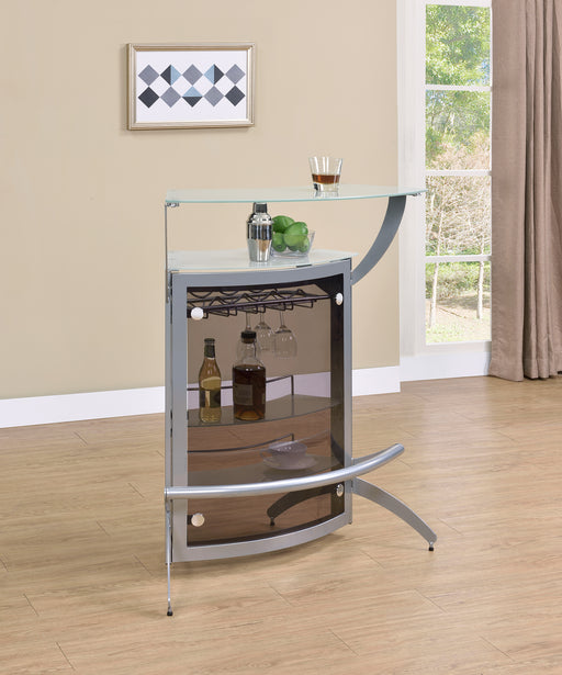 Dallas 2-shelf Home Bar Silver and Frosted Glass - Just Furniture (PA) - Multi Location