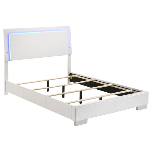 Felicity Full & Twin Panel Bed with LED Lighting Glossy White - Just Furniture (PA) - Multi Location