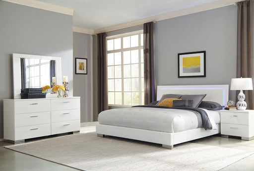 Felicity 4-piece California King Bedroom Set with LED Headboard Glossy White - Just Furniture (PA) - Multi Location