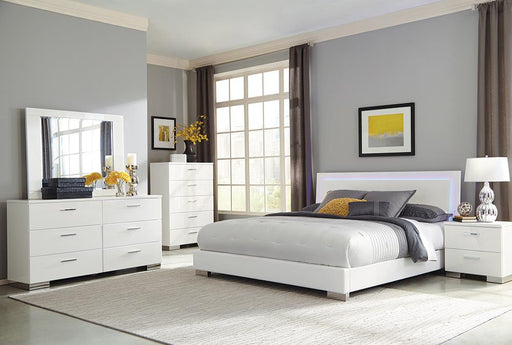 Felicity 6-piece California King Bedroom Set with LED Headboard Glossy White - Just Furniture (PA) - Multi Location