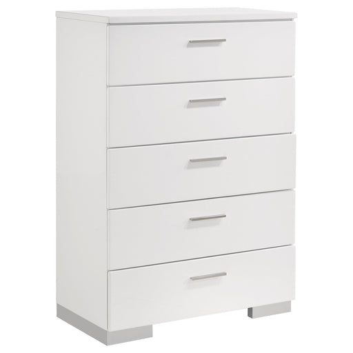 Felicity 5-drawer Chest Glossy White - Just Furniture (PA) - Multi Location