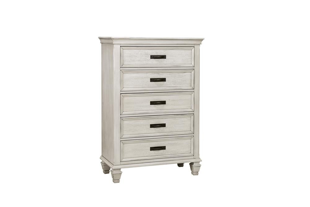 Franco 5-drawer Chest Antique White - Just Furniture (PA) - Multi Location