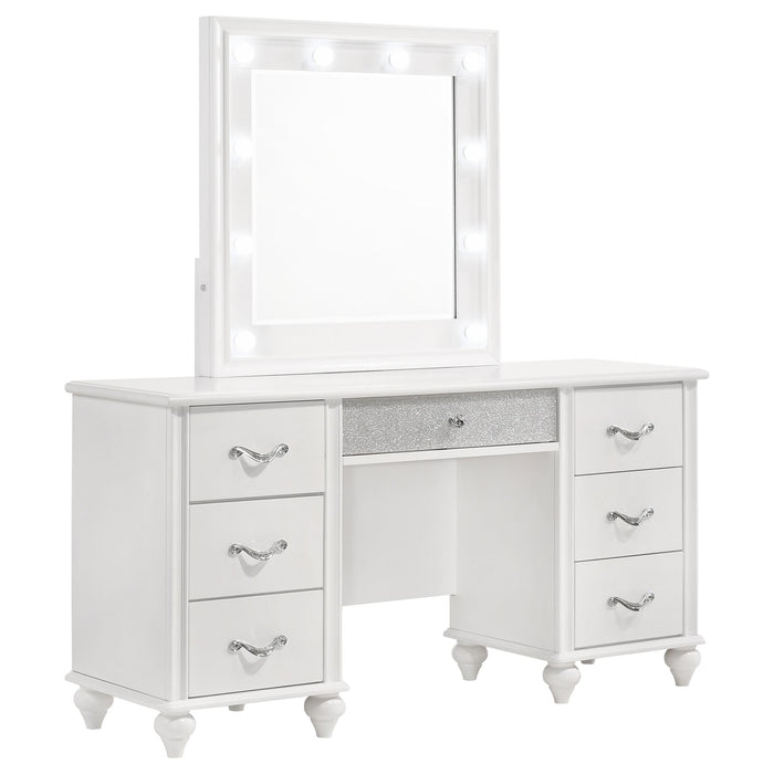 Barzini 7-drawer Vanity Desk with Lighted Mirror White - Just Furniture (PA) - Multi Location