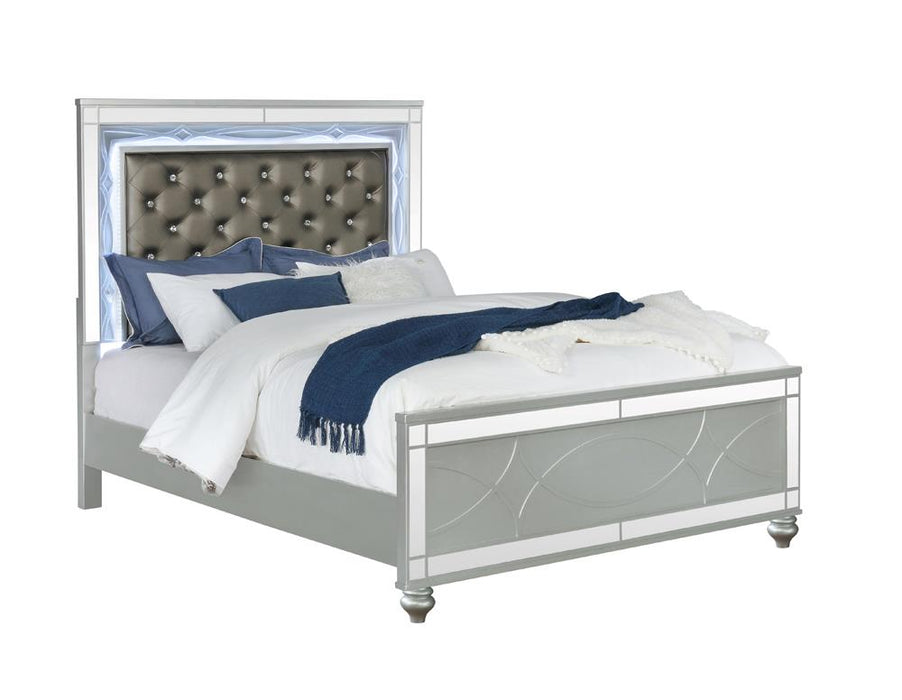 Gunnison California King, E.King, & Queen Panel Bed with LED Lighting Silver Metallic - Just Furniture (PA) - Multi Location