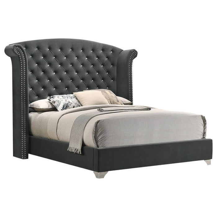 Melody California King, Eastren King, Queen Wingback Upholstered Bed Pacific Blue & Grey - Just Furniture (PA) - Multi Location