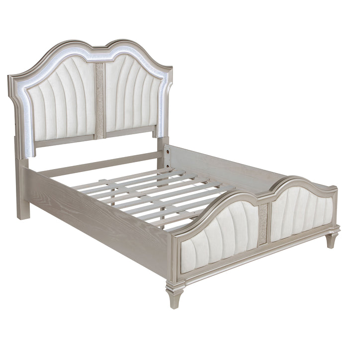Evangeline Tufted Upholstered Platform Bed Ivory and Silver Oak - Just Furniture (PA) - Multi Location