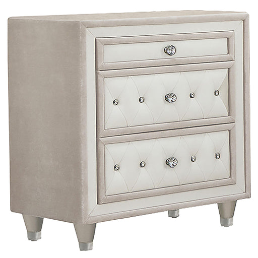 Antonella 3-drawer Upholstered Nightstand Ivory and Camel - Just Furniture (PA) - Multi Location