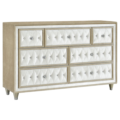 Antonella 7-drawer Upholstered Dresser Ivory and Camel - Just Furniture (PA) - Multi Location