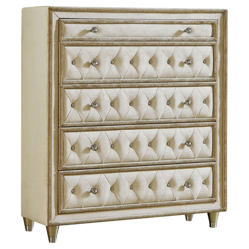 Antonella 5-drawer Upholstered Chest Ivory and Camel - Just Furniture (PA) - Multi Location