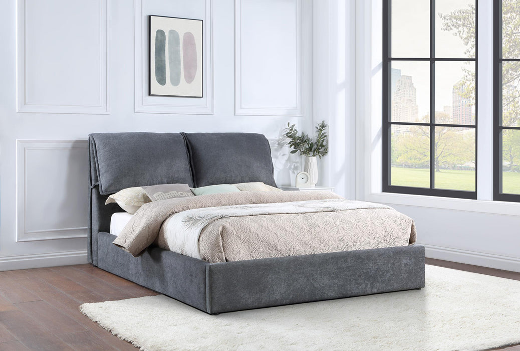 Laurel Upholstered Platform Bed with Pillow Headboard Charcoal Grey - Just Furniture (PA) - Multi Location