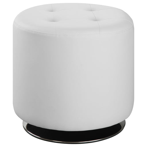 Bowman Round Upholstered Ottoman White - Just Furniture (PA) - Multi Location