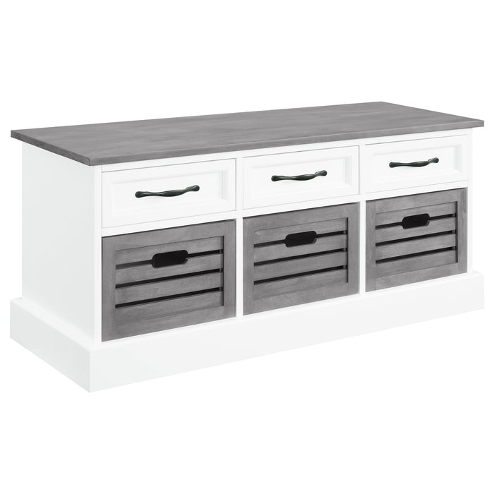 Alma 3-drawer Storage Bench White and Weathered Grey - Just Furniture (PA) - Multi Location