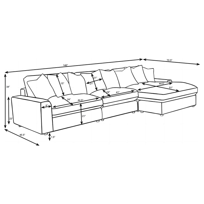 Blaine Upholstered Reversible Chaise Sectional Sofa - Just Furniture (PA) - Multi Location
