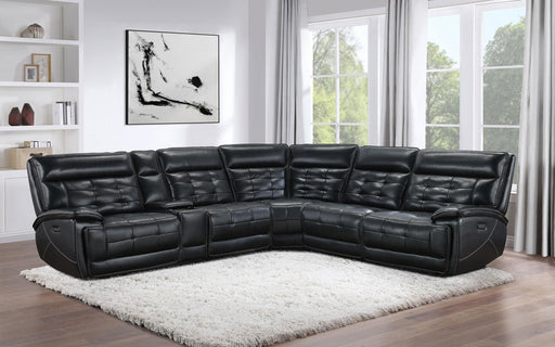 Hewitt Leather Upholstered Power Reclining Sectional Black - Just Furniture (PA) - Multi Location