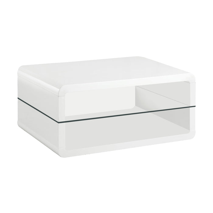 Elana Rectangle 2-shelf Coffee Table Glossy White - Just Furniture (PA) - Multi Location