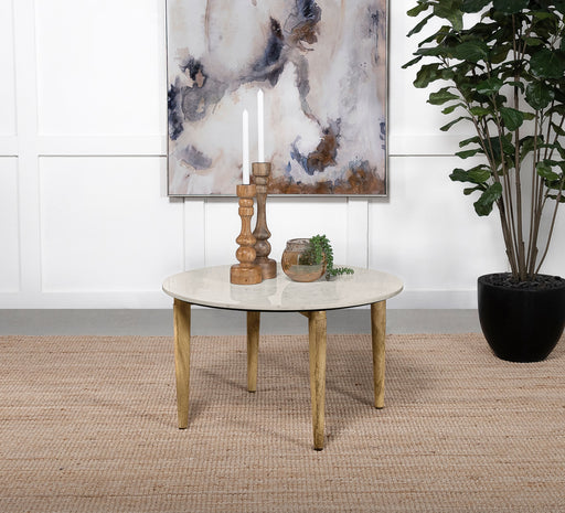 Aldis Round Marble Top Coffee Table White and Natural - Just Furniture (PA) - Multi Location
