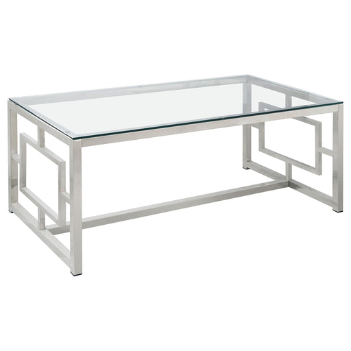 Merced Rectangle Glass Top Coffee Table Nickel - Just Furniture (PA) - Multi Location