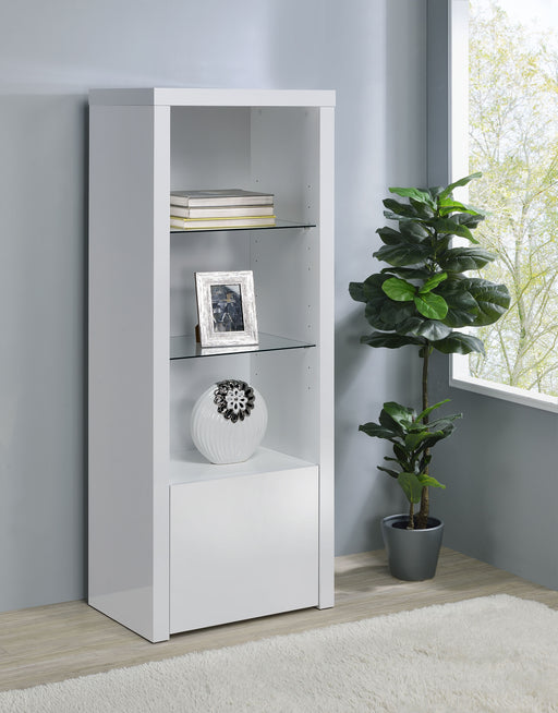 Jude 3-shelf Media Tower With Storage Cabinet White High Gloss - Just Furniture (PA) - Multi Location