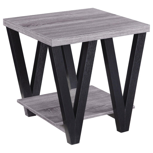 Stevens V-shaped End Table Black and Antique Grey - Just Furniture (PA) - Multi Location