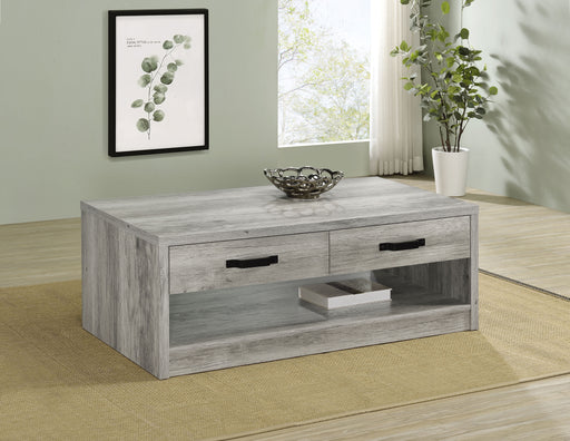 Felix 2-drawer Rectangular Engineered Wood Coffee Table Grey Driftwood - Just Furniture (PA) - Multi Location