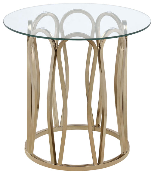 Monett Round End Table Chocolate Chrome and Clear - Just Furniture (PA) - Multi Location