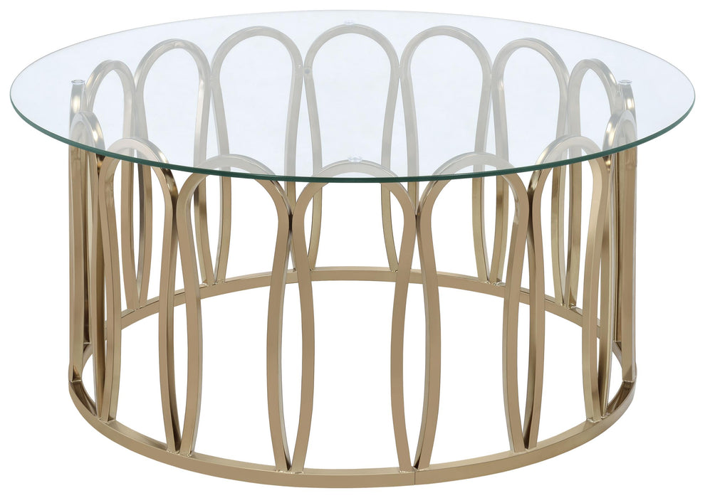 Monett Round Coffee Table Chocolate Chrome and Clear - Just Furniture (PA) - Multi Location