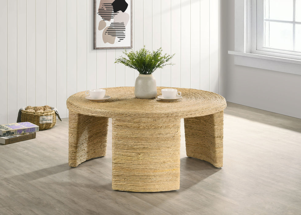 Artina Woven Rattan Round Coffee Table Natural Brown - Just Furniture (PA) - Multi Location