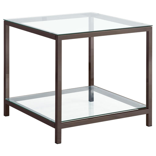 Trini End Table with Glass Shelf Black Nickel - Just Furniture (PA) - Multi Location