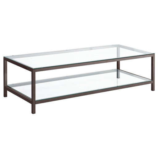 Trini Coffee Table with Glass Shelf Black Nickel - Just Furniture (PA) - Multi Location