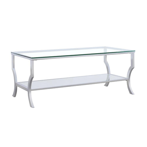 Saide Rectangular Coffee Table with Mirrored Shelf Chrome - Just Furniture (PA) - Multi Location