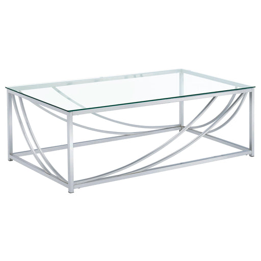 Lille Glass Top Rectangular Coffee Table Accents Chrome - Just Furniture (PA) - Multi Location