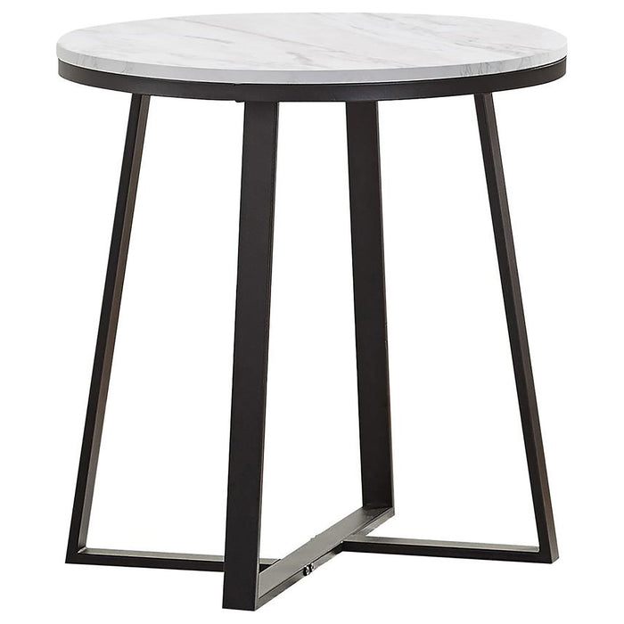 Hugo Metal Base Round End Table White and Matte Black - Just Furniture (PA) - Multi Location