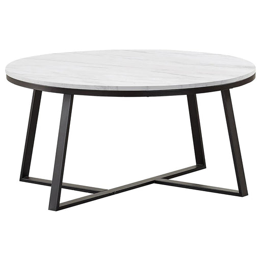 Hugo Round Coffee Table White and Matte Black - Just Furniture (PA) - Multi Location