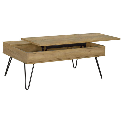 Fanning Lift Top Storage Coffee Table Golden Oak and Black - Just Furniture (PA) - Multi Location