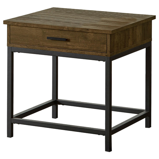 Byers Square 1-drawer End Table Brown Oak and Sandy Black - Just Furniture (PA) - Multi Location