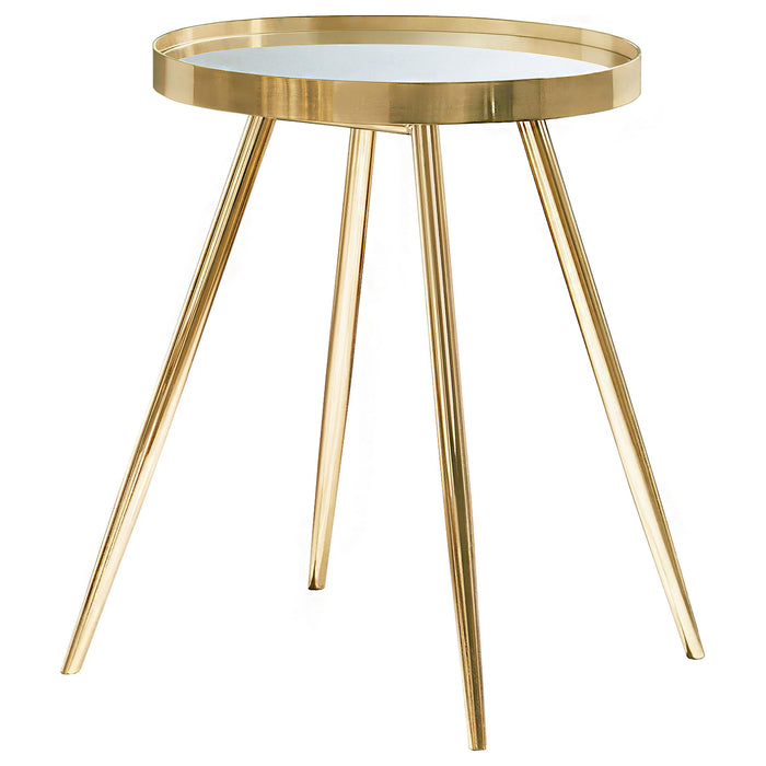 Kaelyn Round Mirror Top End Table Gold - Just Furniture (PA) - Multi Location